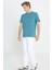 Bisiklet Yaka T-shirt Mavi Erkek Kısa Kol T-Shirt 3