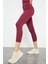 Bordo Yüksek Bel Kapri-Crop Atlet Slim Fit Kadın Tayt Takım - 95284 5