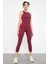 Bordo Yüksek Bel Kapri-Crop Atlet Slim Fit Kadın Tayt Takım - 95284 7