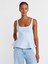21063 Kalın Askılı Peplum Top-Açık Mavi 1