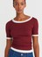 31942 Çift Katlı Büzgülü T-Shirt-Açık Bordo 3