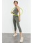 Çağla Yüksek Bel Kapri-Crop Atlet Slim Fit Kadın Tayt Takım - 95284 7