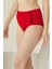 Kırmızı Yanları Fırfırlı Yüksel Bel Tek Alt Bikini 2
