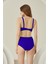 Saks Mavi Yanları Fırfırlı Yüksel Bel Tek Alt Bikini 2