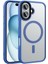 Apple iPhone 16 Kılıf Mat Arka Yüzey Wireless Şarj Özellikli Vlmr Flet Magsafe Kapak-Mavi 1
