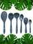 Isıya Dayanıklı Silikon Kevgir Kepçe Spatula Kaşık Seti (30-28-22-20 Cm) 6 Parça 1