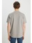 Relaxed Fit Dokulu Bas Gri Erkek Kısa Kol T-Shirt 2