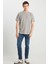 Relaxed Fit Dokulu Bas Gri Erkek Kısa Kol T-Shirt 3