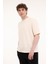 Relaxed Fit Dokulu Kum Beyaz Erkek Kısa Kol T-Shirt 1