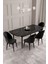 ​​​​​​​calvin Siyah Mermer 80X132 Açılabilir Mdf Masa Yemek Odası Takımı, Mutfak Takımı 4 Adet Sandalye 2