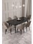 ​​​​​​​calvin Siyah Mermer Desen 80X132 Açılabilir Mdf Masa Yemek Odası Takımı, Mutfak Takımı 6 Adet Sandalye 2