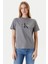 Kadın Monogram Logolu T-Shirt - Gri 1