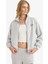 Relax Fit Yarım Balıkçı Yaka Baskılı Kalın Fermuarlı Sweatshirt E9507AX25AU 4