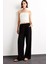 Wide Leg Geniş Paça Cepli Yüksek Lastikli Bel Siyah Palazzo Pantolon A9129AX25SM 1
