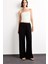 Wide Leg Geniş Paça Cepli Yüksek Lastikli Bel Siyah Palazzo Pantolon A9129AX25SM 5