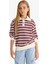 Kız Çocuk Relax Fit Polo Yaka Çizgili Uzun Kollu Okul Tişörtü F8399A825AU 3