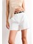 Yüksek Bel Kemerli Kısa Paça Beyaz Şort D2603AX25SM 6