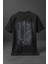 Alevli Yaprak Desenli Siyah Oversize Unisex Tişört 2