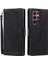 Samsung Galaxy S23 Için Ultra Retro Ekleme Stili Pu Deri Deri Şok Geçirmez Telefon Kılıfı Cüzdan Stand Folio Flip Kapak Strap-Black (Yurt Dışından) 1