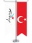 Turkey Logolu ve Türkiye Kırlangıç Saten T Direk Masa Bayrağı 2'li 1