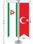 Inguşetya Cumhuriyeti Bayrağı ve Türkiye Kırlangıç Saten T Direk Masa Bayrağı 2'li 1