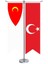 Germiyanoğulları Beyliği Bayrağı ve Türkiye Kırlangıç Saten T Direk Masa Bayrağı 2'li 1