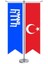 Göktürkçe Türk Yazılı ve Türkiye Kırlangıç Saten T Direk Masa Bayrağı 2'li 1