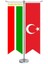 Çeçenistan Bayrağı Logo ve Türkiye Kırlangıç Saten T Direk Masa Bayrağı 2'li 1