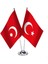Son Imparatorluk Osmanlı Türkiye İkili Saten Masa Bayrağı 1