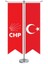 Kırmızı Cumhuriyet Halk Partisi Chp Bayrağı ve Türkiye Kırlangıç Saten T Direk Masa Bayrağı 2'li 1