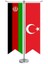 Afganistan Bayrağı ve Türkiye Kırlangıç Saten T Direk Masa Bayrağı 2'li 1