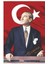 Göğe Bakan Gazi Mustafa Kemal Atatürk İmzalı Portre - Sivil Türk Bayrağı Poster - Bayrak 100x150 cm 2