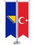 Bosna I Hercegovina Bosna Hersek Bayrağı ve Türkiye Kırlangıç Saten T Direk Masa Bayrağı 2'li 1