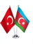 Türkiye - Azerbaycan - İkili Saten Masa Bayrağı 1