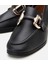01AYH303940A100 Deri Siyah Kadın Tokalı Loafer 3
