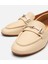 01AYH306210A310 KADIN Deri Bej Tokalı Loafer 4