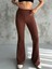 Kadın Kahverengi Ispanyol Paça Krep Yüksek Bel Likralı Toparlayıcı Tayt Pantolon 3