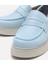 01AYH306700A600 Deri Açık Mavi Kadın Loafer 4