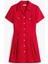 Kadın Viskon Twill Kısa Kollu Kloş Mini Kırmızı Elbise WW0WW45819XLD 5