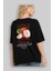 Apple Arka Baskılı Siyah Oversize T-Shirt Erkek Kadın Pamuk Bisiklet Yaka Tişort 4