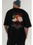Apple Arka Baskılı Siyah Oversize T-Shirt Erkek Kadın Pamuk Bisiklet Yaka Tişort 6
