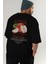 Apple Arka Baskılı Siyah Oversize T-Shirt Erkek Kadın Pamuk Bisiklet Yaka Tişort 8