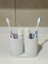 Modern Banyo Düzenleyici - Diş Fırçalık Seti - Ikili Set - Beyaz 10CM 3