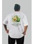 Avocado Arka Baskılı Beyaz Oversize T-Shirt Erkek Kadın Pamuk Bisiklet Yaka Tişort 2