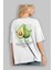 Avocado Arka Baskılı Beyaz Oversize T-Shirt Erkek Kadın Pamuk Bisiklet Yaka Tişort 3
