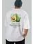 Avocado Arka Baskılı Beyaz Oversize T-Shirt Erkek Kadın Pamuk Bisiklet Yaka Tişort 6