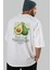 Avocado Arka Baskılı Beyaz Oversize T-Shirt Erkek Kadın Pamuk Bisiklet Yaka Tişort 7