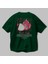 Pitaya Arka Baskılı Yeşil Oversize T-Shirt Erkek Kadın Pamuk Bisiklet Yaka Tişort 3