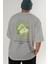 Pear Arka Baskılı Gri Oversize T-Shirt Erkek Kadın Pamuk Bisiklet Yaka Tişort 6