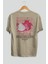 Pitaya Arka Baskılı Bej Oversize T-Shirt Erkek Kadın Pamuk Bisiklet Yaka Tişort 1
